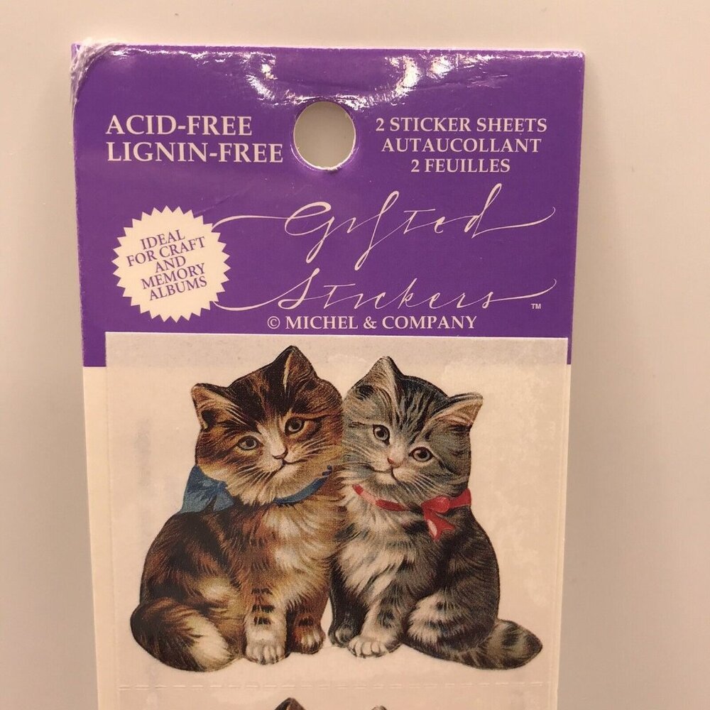 Cat Stickers Kittens The Gifted Line John Grossman 2 Sheets New Lignin Acid Free